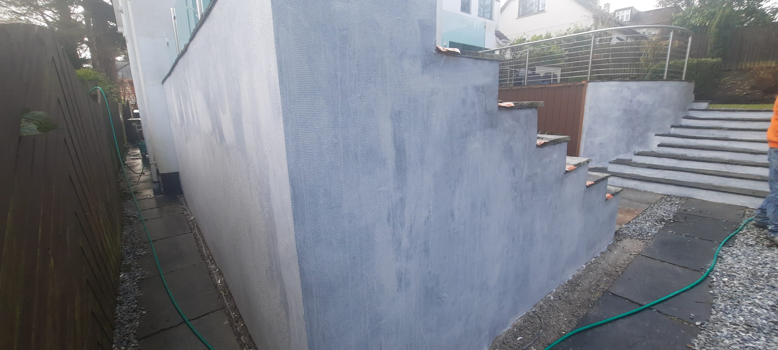 house rendering Edinburgh corner step section