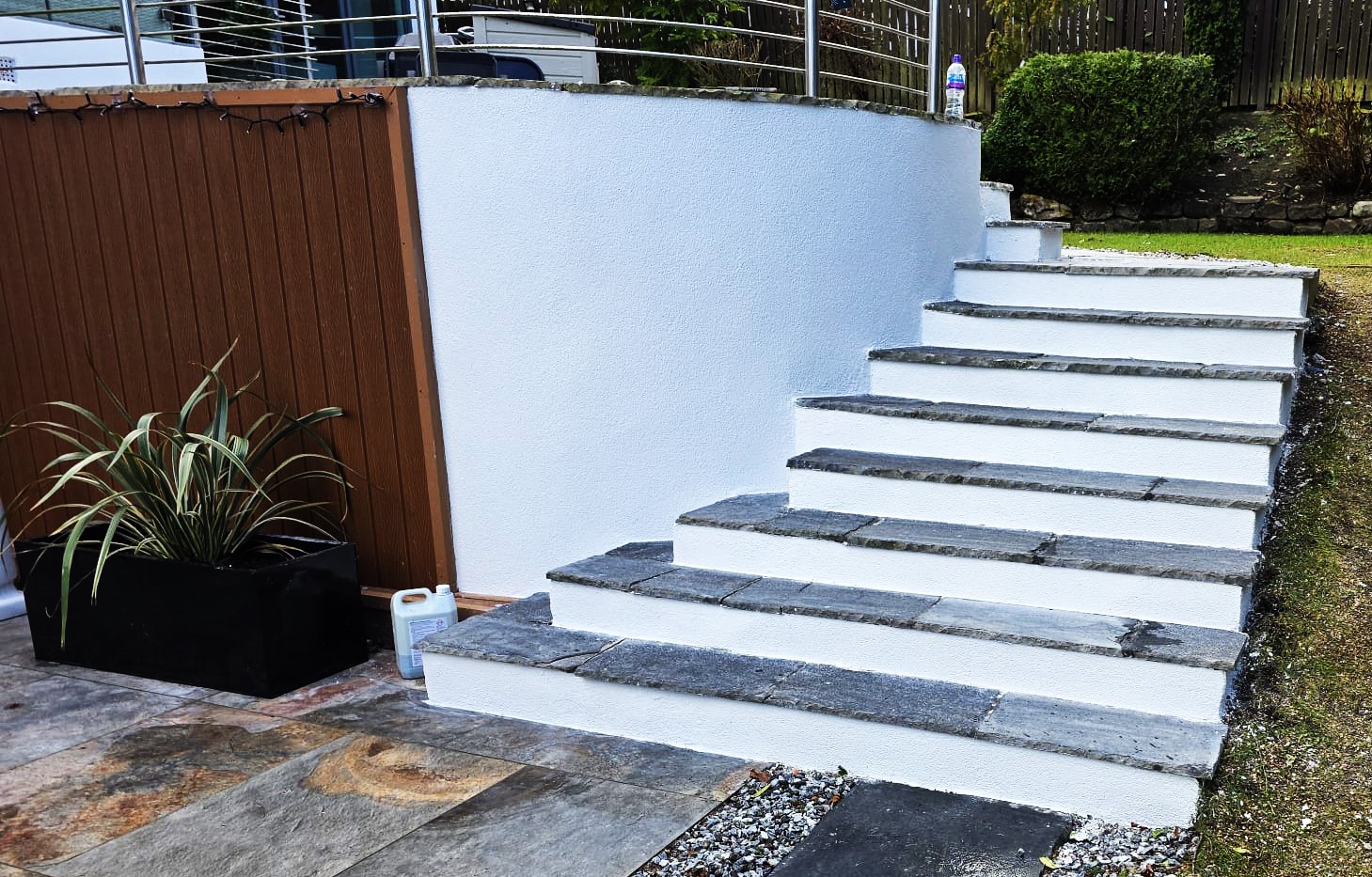 Insulation Edinburgh added behind retaining wall render