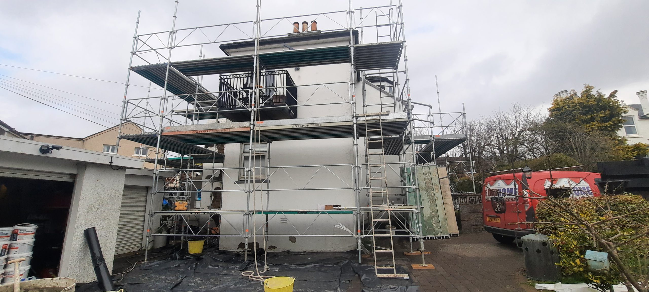 house rendering Edinburgh in preparation stage