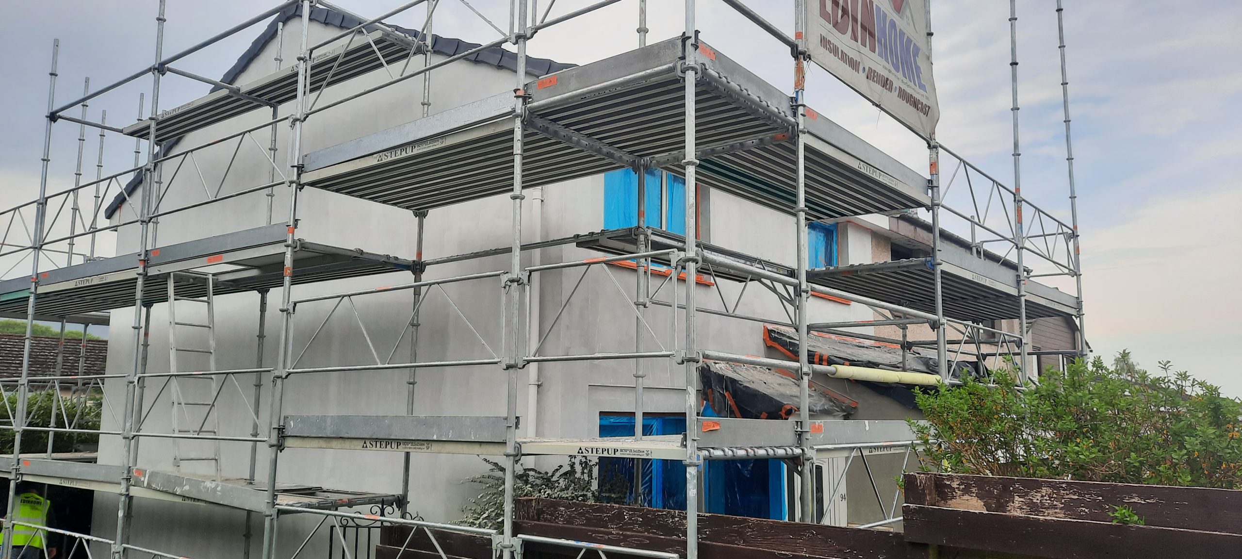 external wall insulation Edinburgh on full facade with window protection