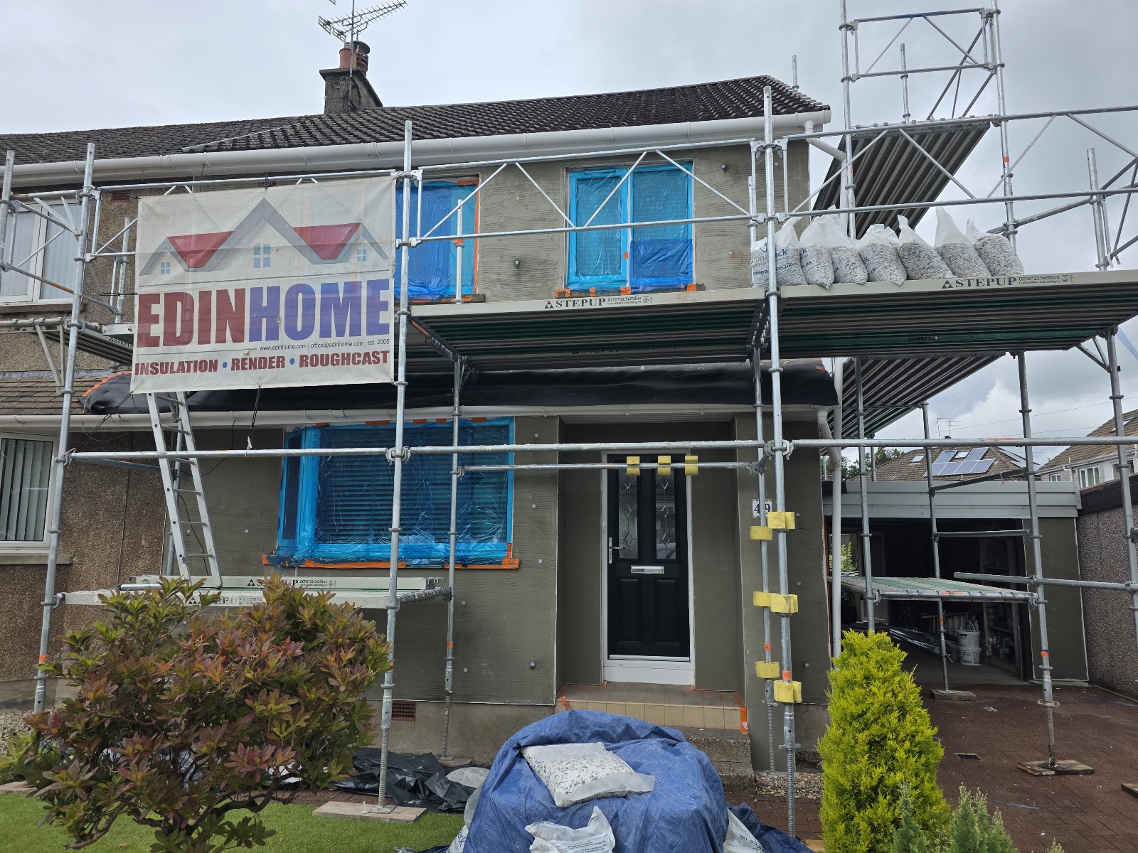 front elevation prepared for roughcast render Edinburgh application