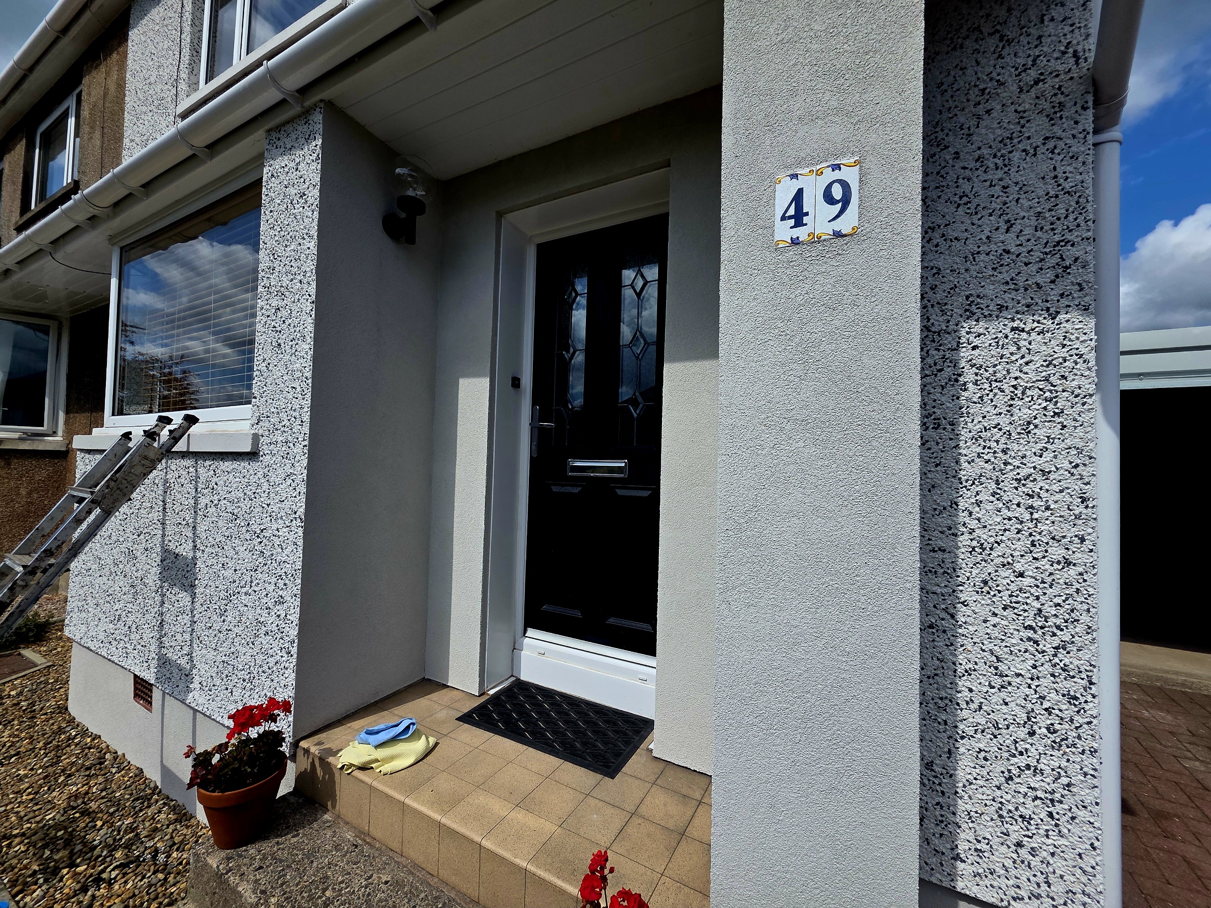 entrance area refinished as part of external wall insulation Edinburgh project